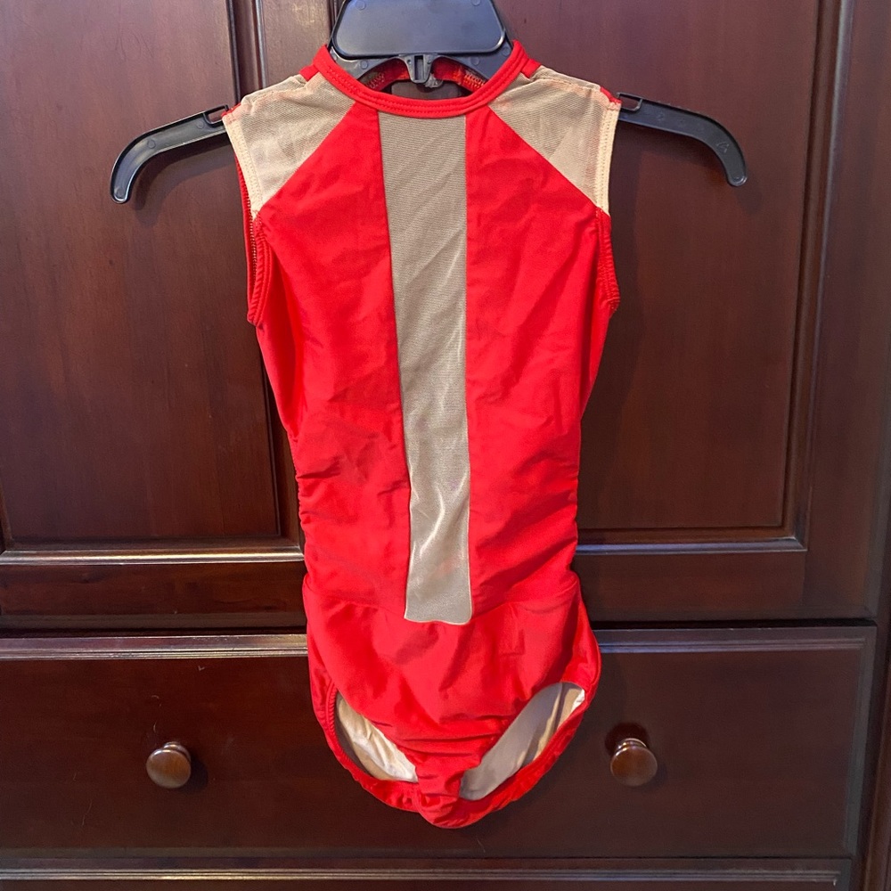 AADance costumes Red open back Leo AXS